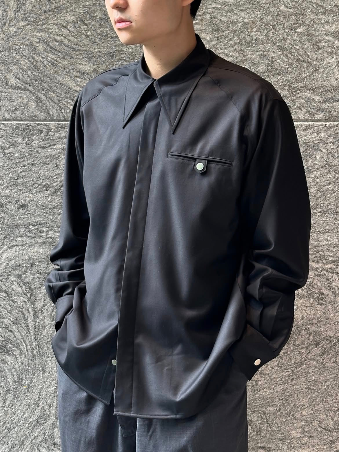 EXCLUSIVE - “AMOEBA” SHIRT - LORO PIANA 'AUSTRALIS' - BLACK