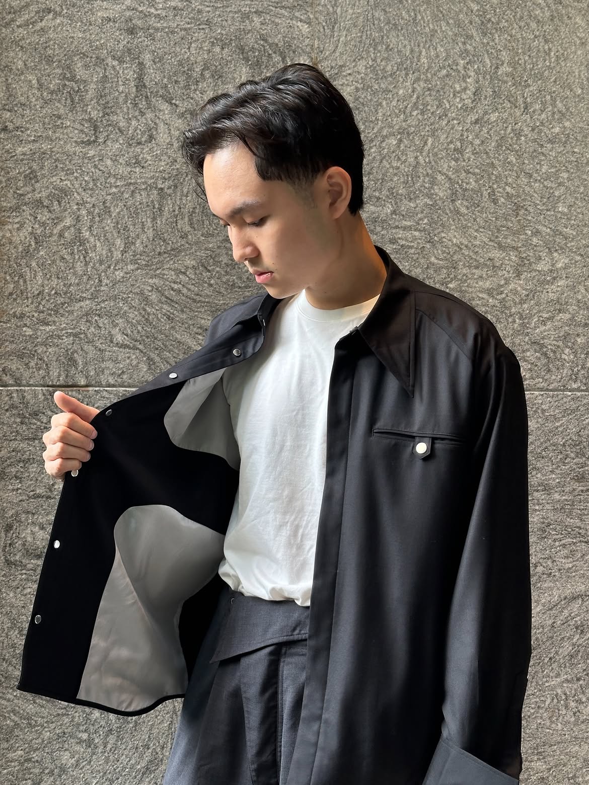 EXCLUSIVE - “AMOEBA” SHIRT - LORO PIANA 'AUSTRALIS' - BLACK